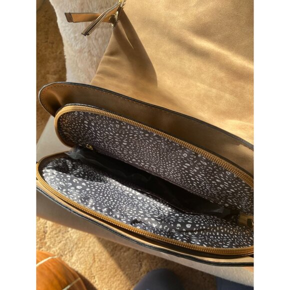 NWT VR NYC Tan Faux Leather Convertible Backpack/Shoulder Bag With Gold Accents - Picture 6 of 13